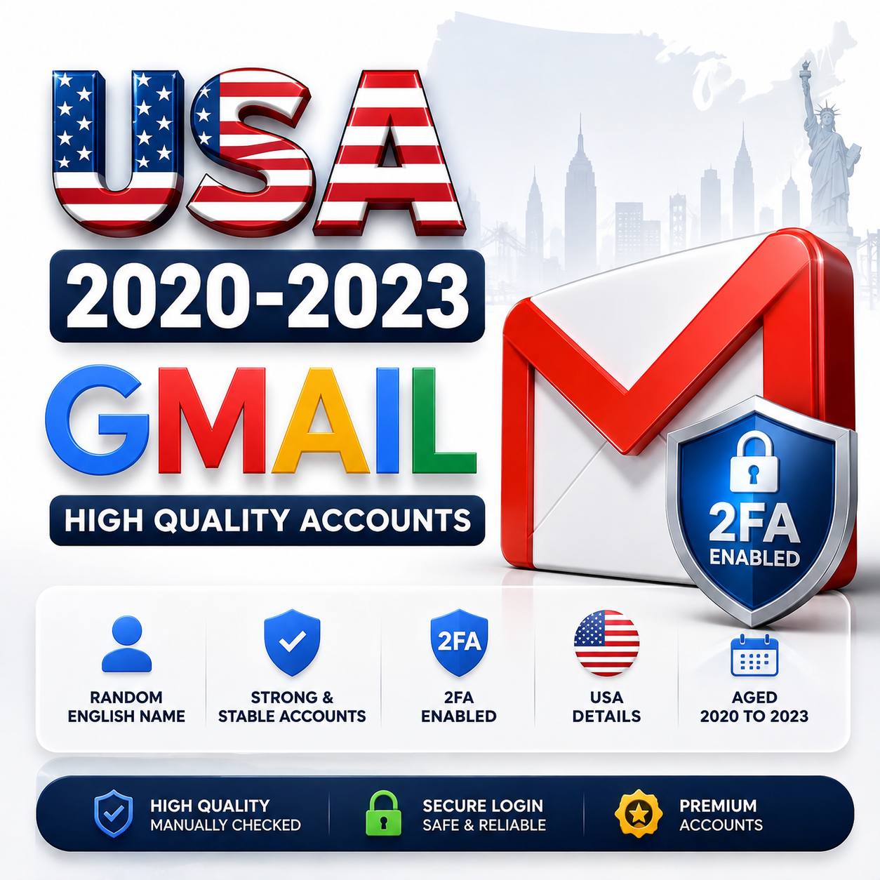USA Gmail 2020-2023 Strong HQ 2FA